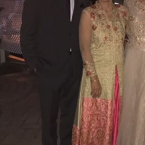 Gold and pink Indian lengha